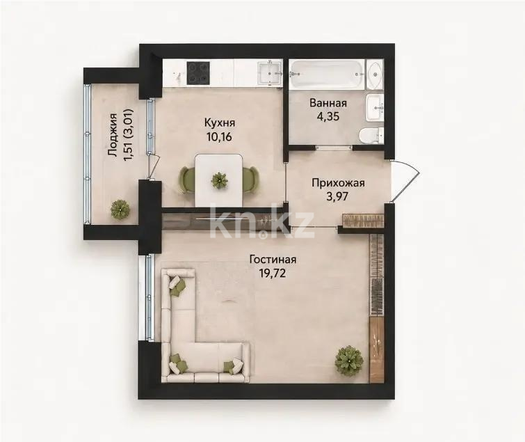Продажа 1-комнатной квартиры, 40 м² в Караганде