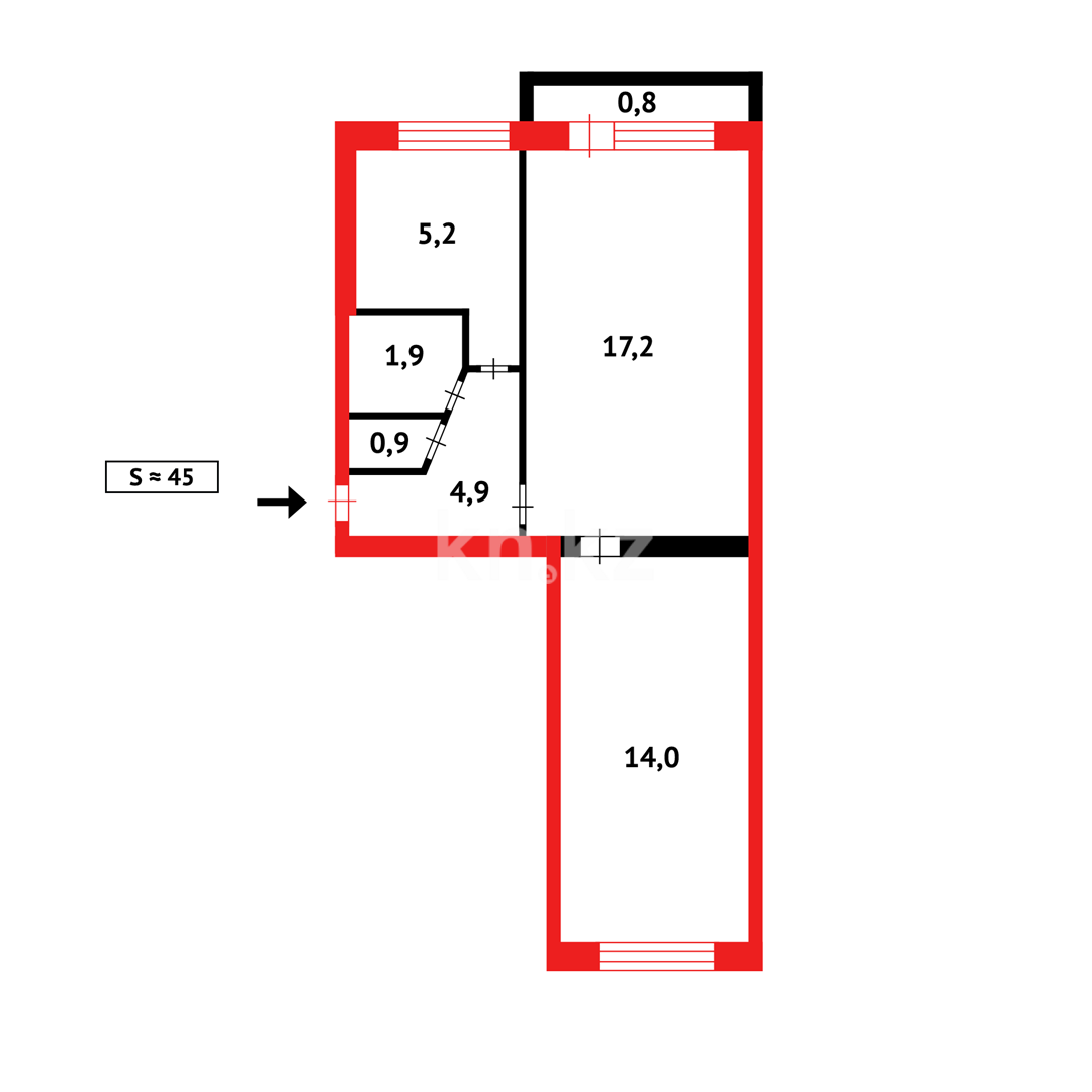 Продажа 2-комнатной квартиры, 45 м² в Темиртау - фото 12