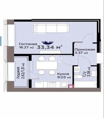 Продажа 1-комнатной квартиры, 34 м² в Астане