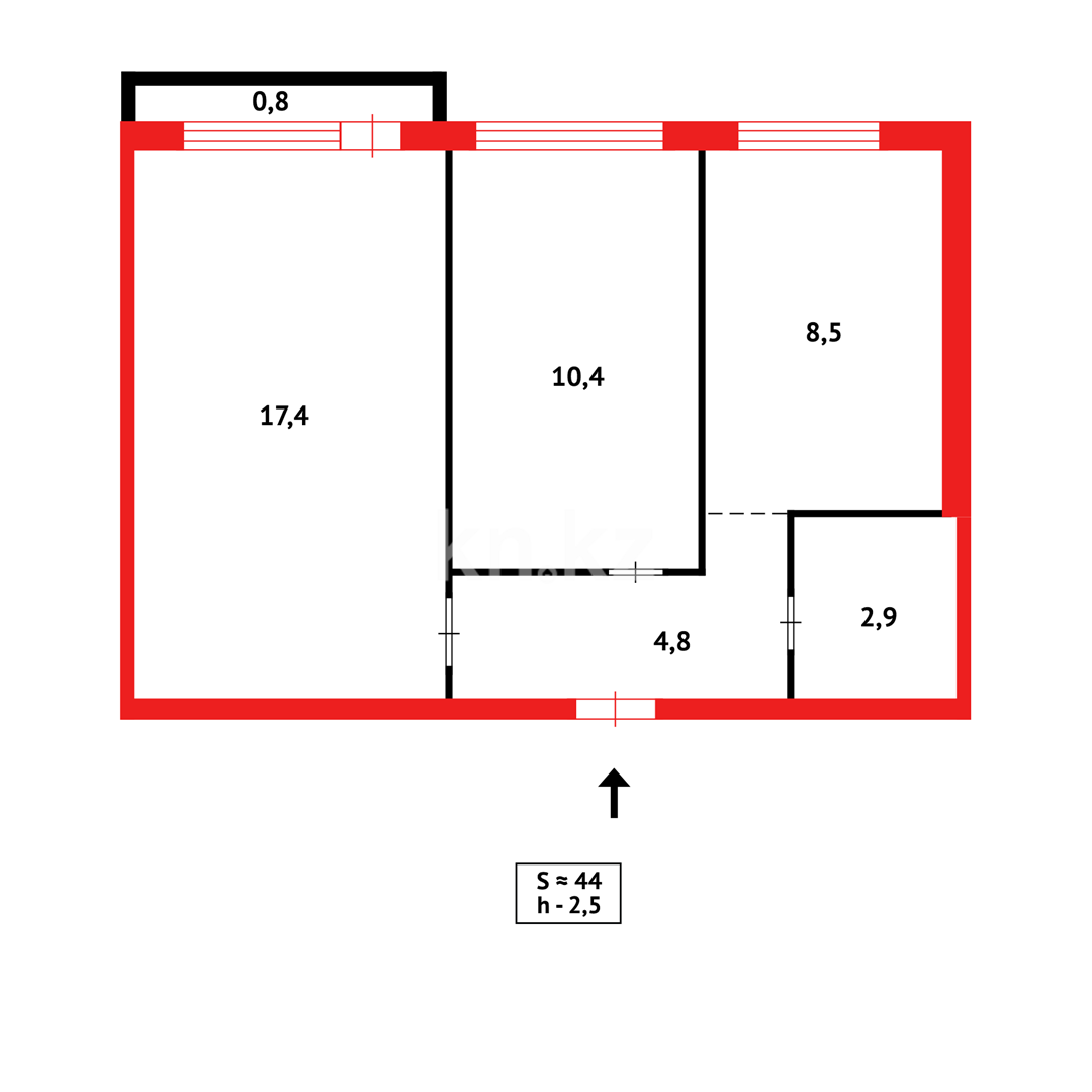 Продажа 2-комнатной квартиры, 44 м² в Караганде - фото 7