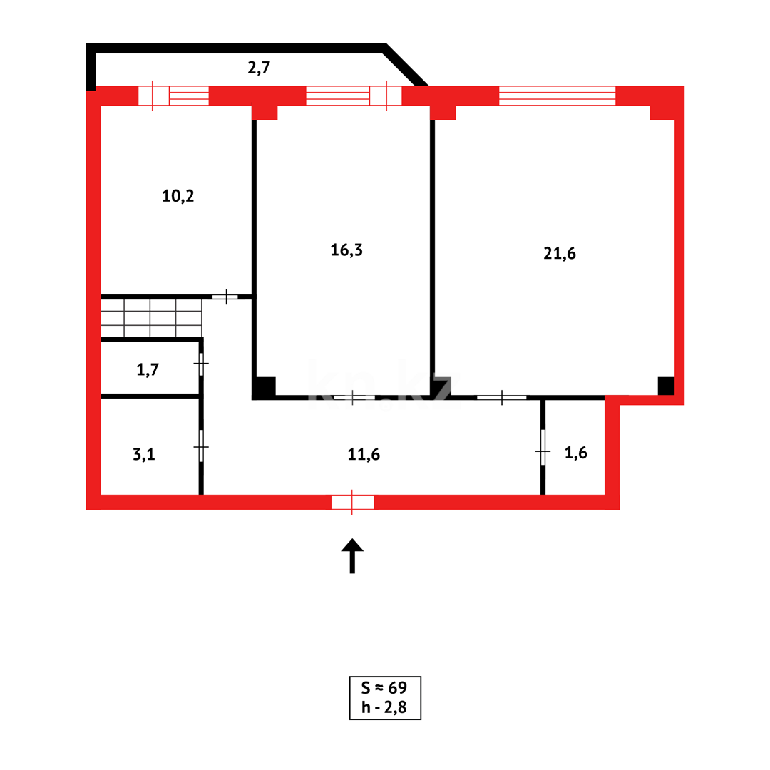 Продажа 2-комнатной квартиры, 69 м², ул. Момышулы в Караганде - фото 13