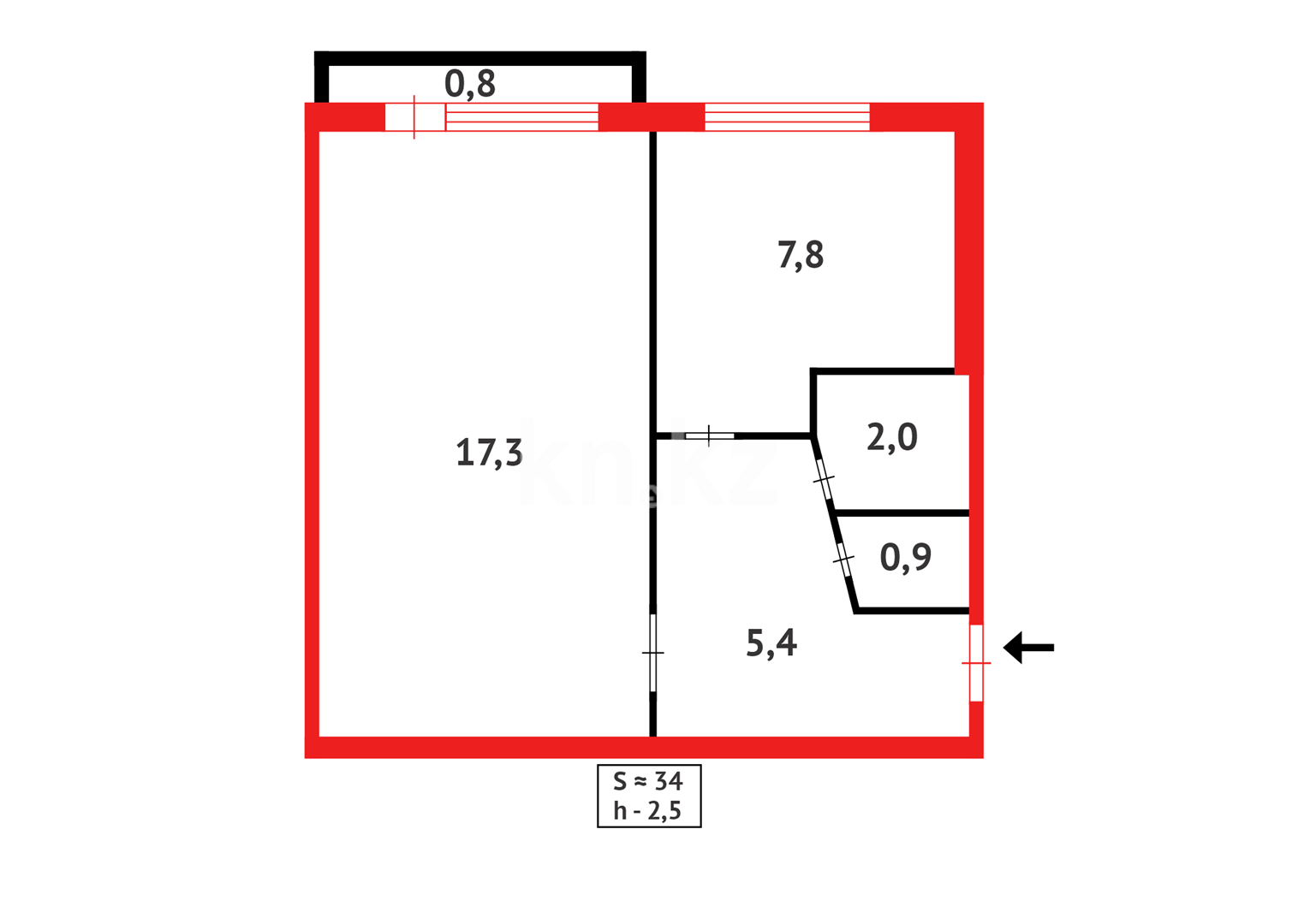 Продажа 1-комнатной квартиры, 33 м² в Караганде - фото 13