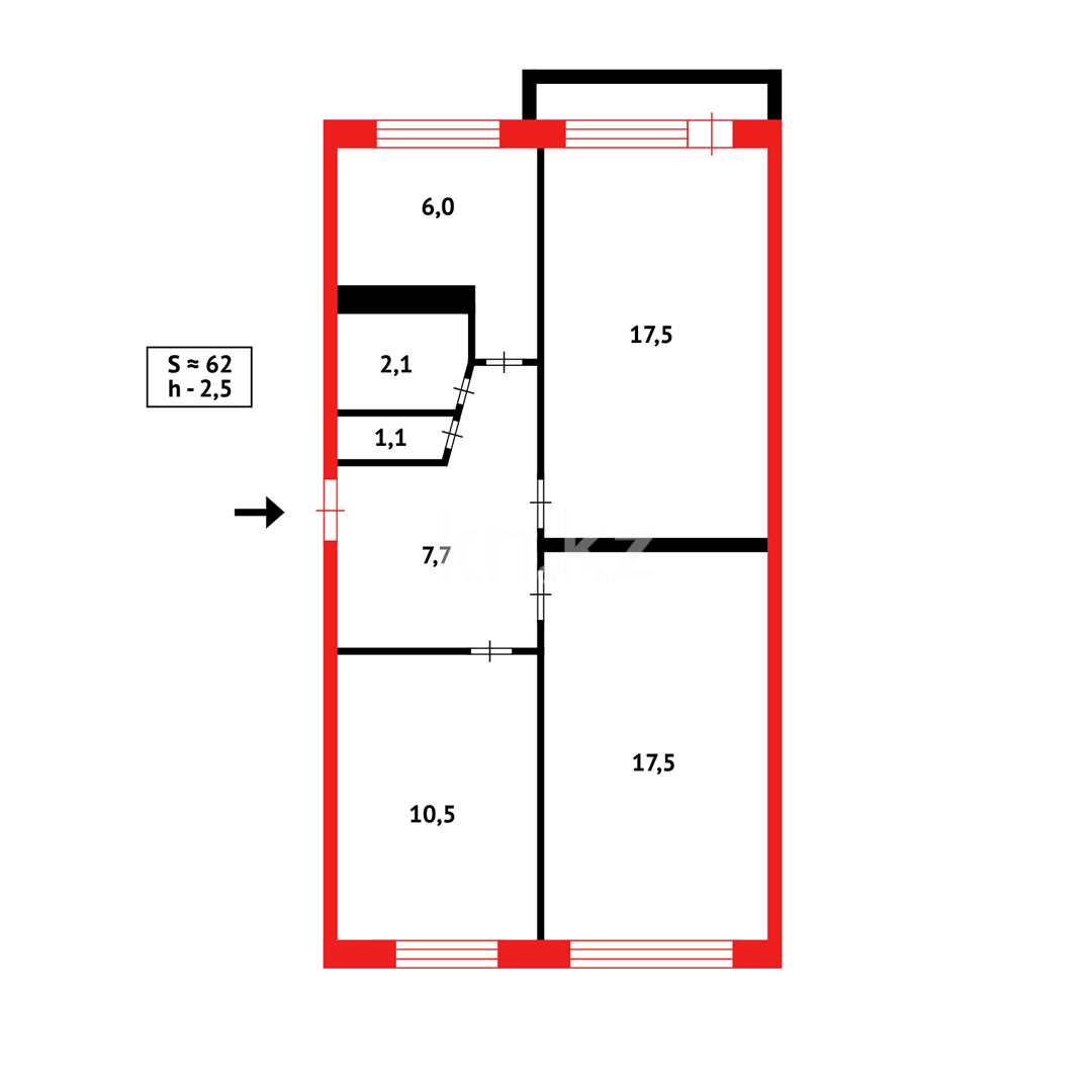 Продажа 3-комнатной квартиры, 62 м² в Караганде - фото 7