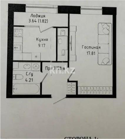 Продажа 1-комнатной квартиры, 38 м², ул. Нажимеденова, дом  30/1 в Астане