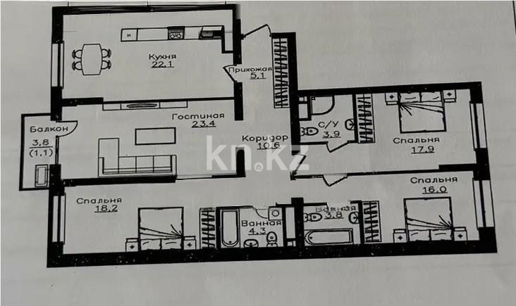 Продажа 4-комнатной квартиры, 126 м² в Алматы