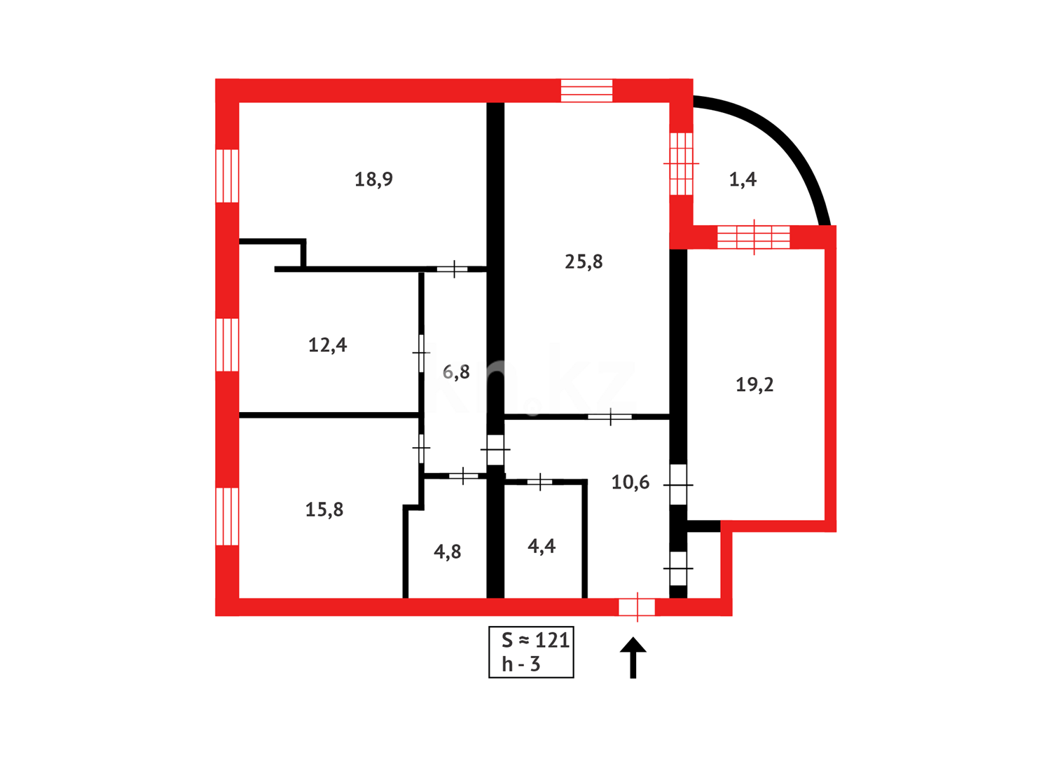 Продажа 4-комнатной квартиры, 121 м², ул. Лободы в Караганде - фото 16
