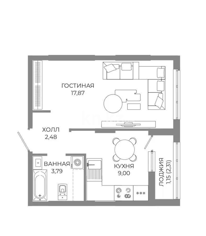 Продажа 1-комнатной квартиры, 35 м² в Астане