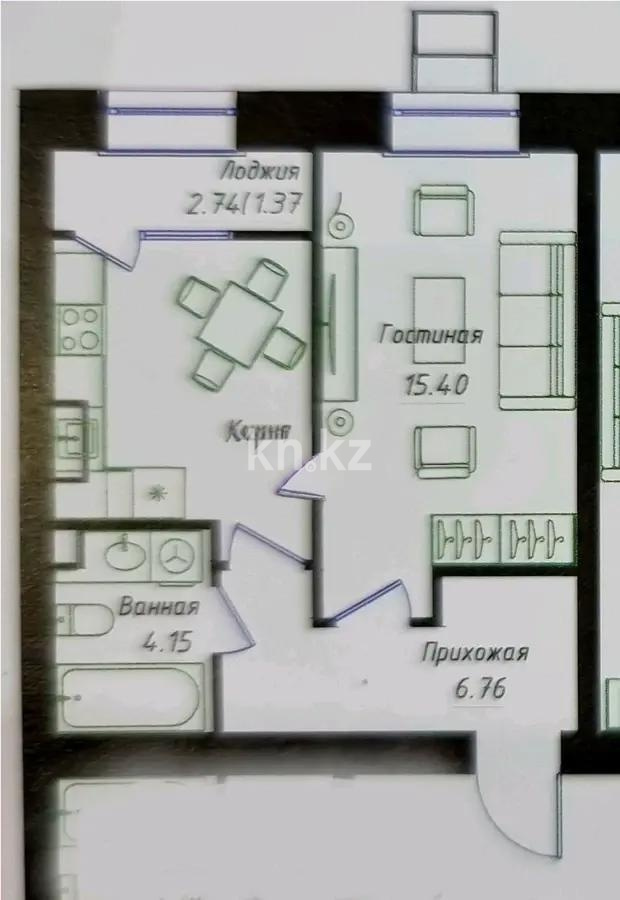Продажа 1-комнатной квартиры, 37.66 м² в Астане