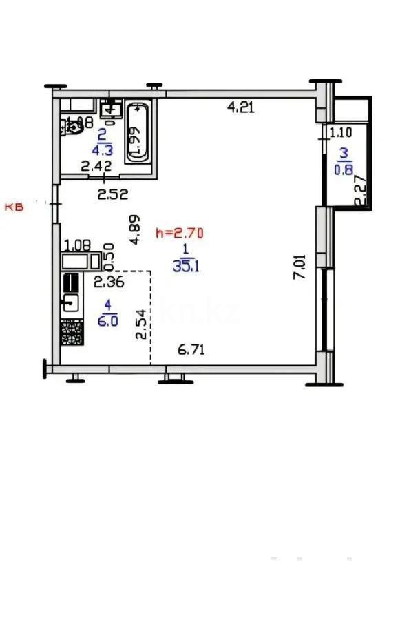 Продажа 2-комнатной квартиры, 46 м² в Алматы