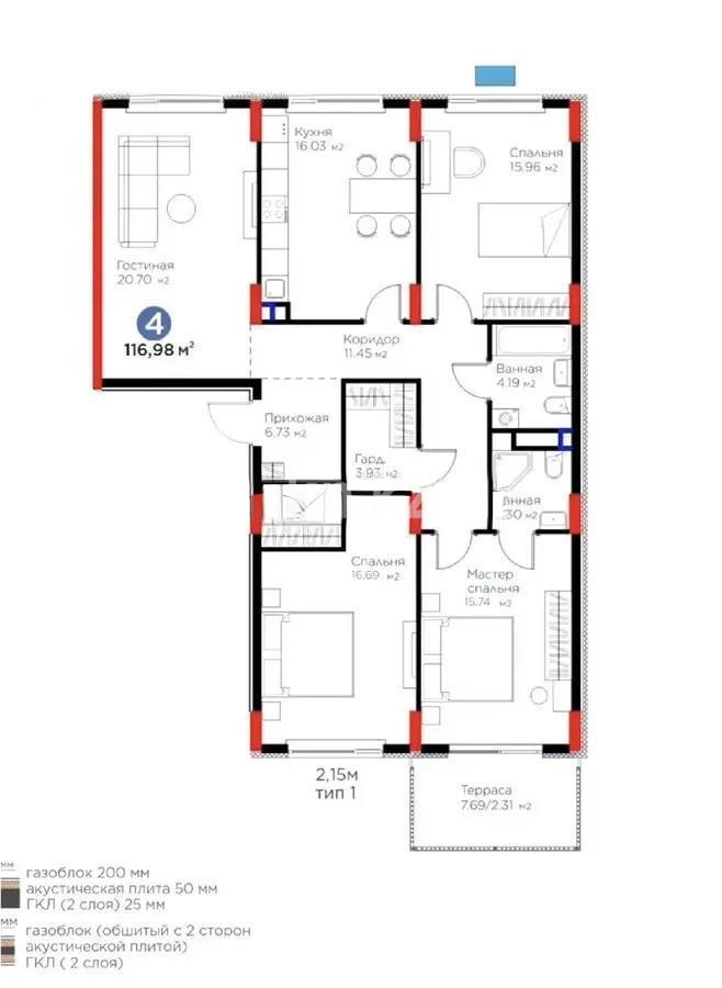 Продажа 4-комнатной квартиры, 117 м² в Астане