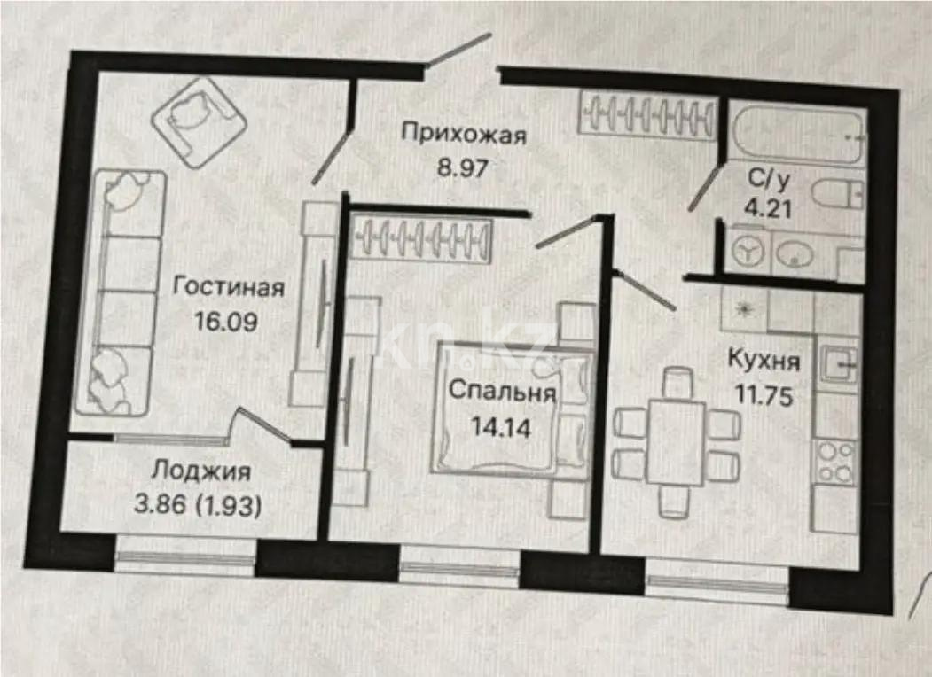 Продажа 2-комнатной квартиры, 57 м² в Астане