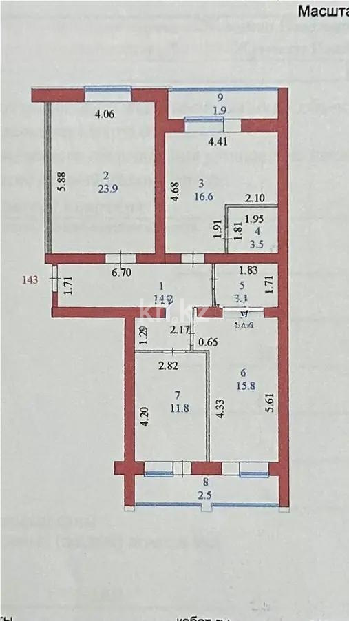 Продажа 3-комнатной квартиры, 93.3 м², ул. Нажимеденова, дом  13 в Астане - фото 9