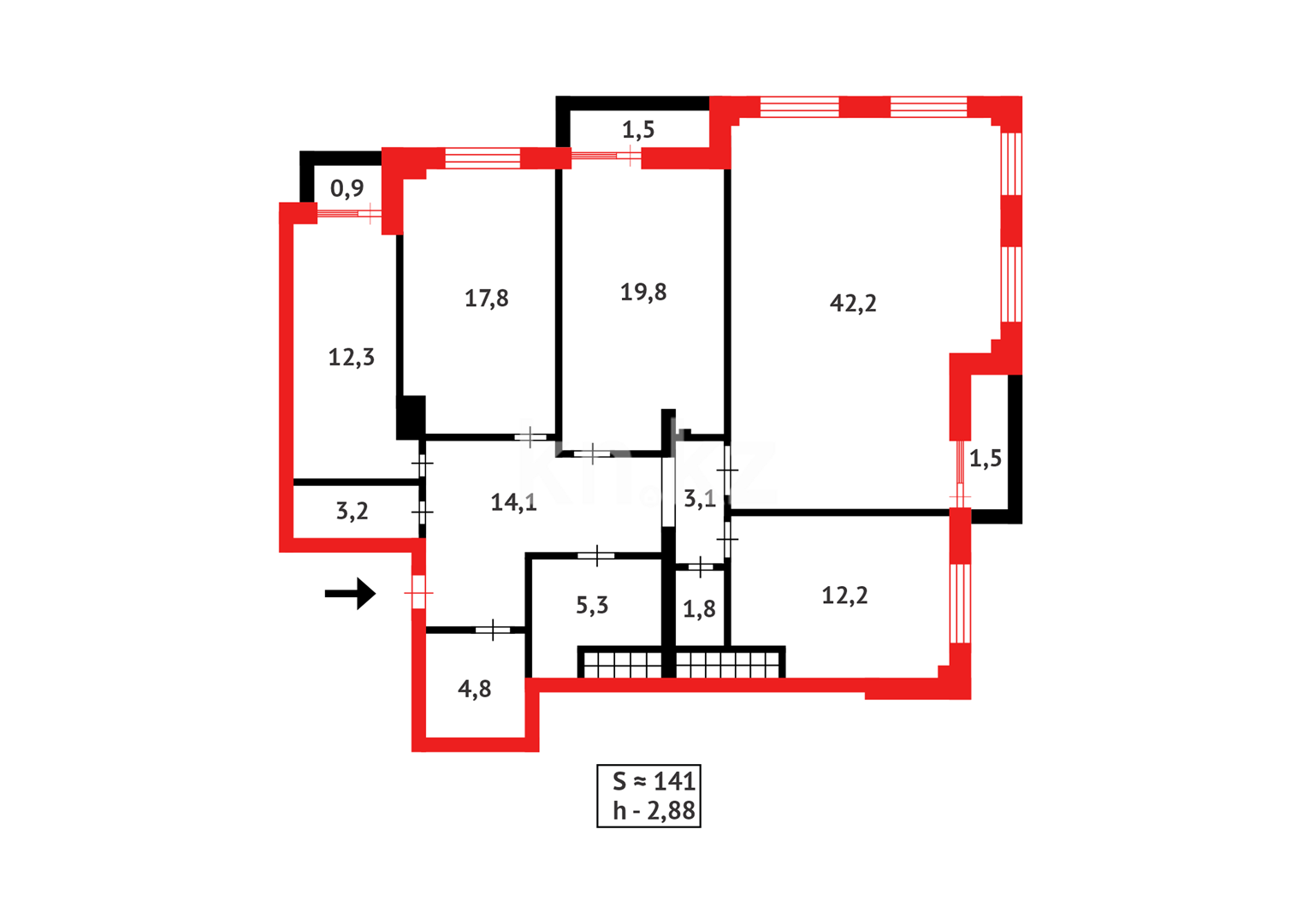 Продажа 4-комнатной квартиры, 140 м², пр. Шахтеров в Караганде - фото 37