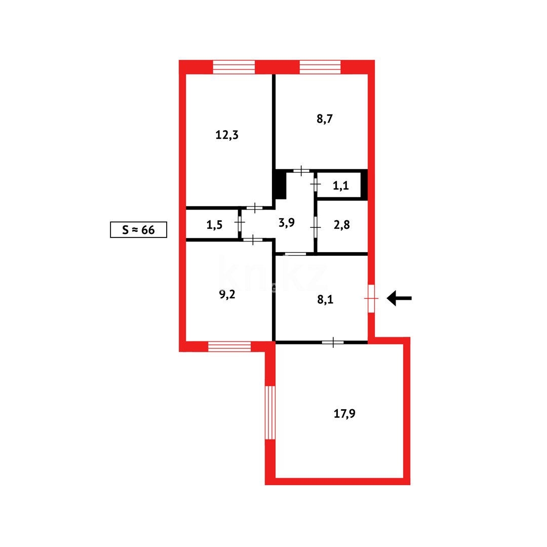 Продажа 3-комнатной квартиры, 66 м², мкр. Степной-4 в Караганде - фото 19