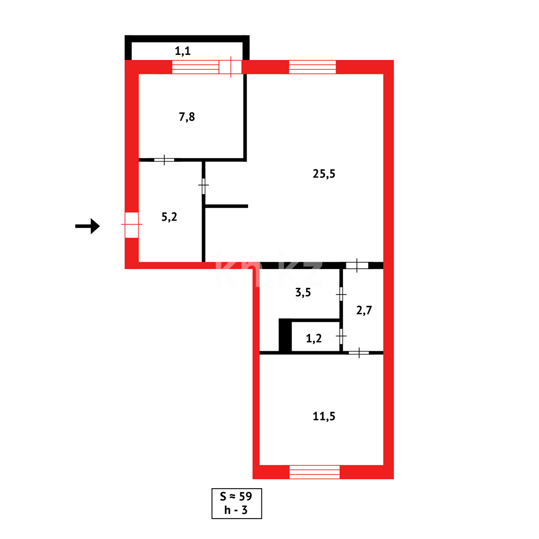 Продажа 3-комнатной квартиры, 62 м² в Караганде - фото 14