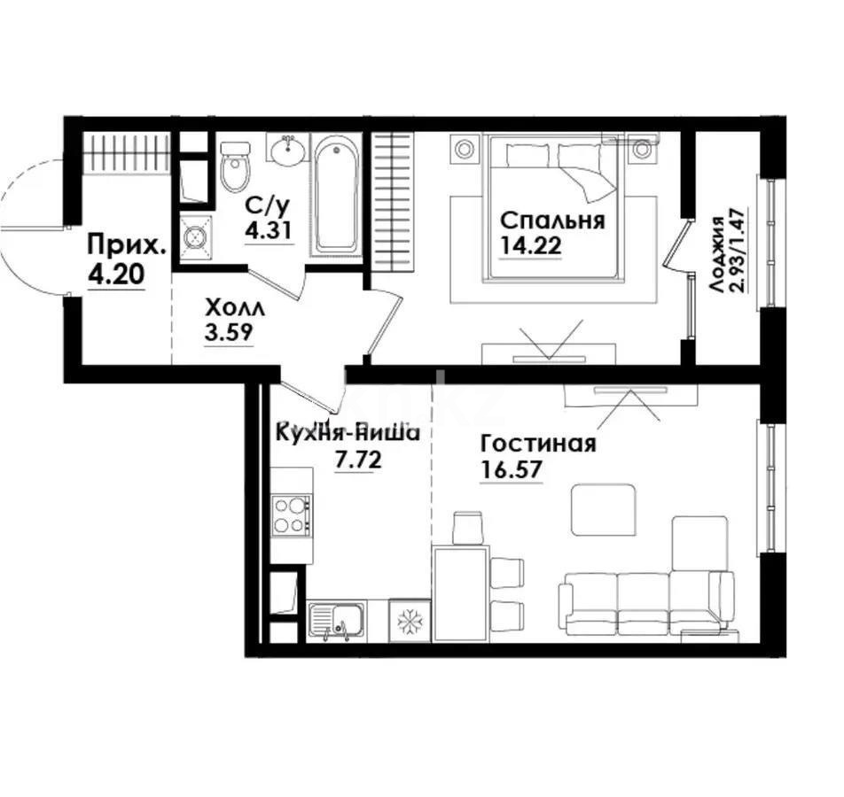 Продажа 2-комнатной квартиры, 52 м² в Алматы