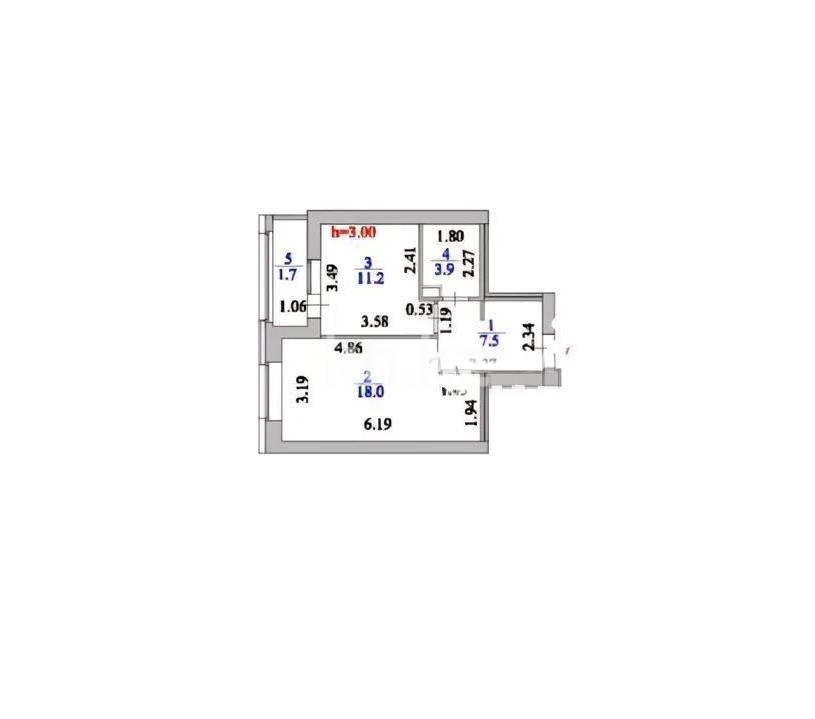 Продажа 2-комнатной квартиры, 43 м² в Астане