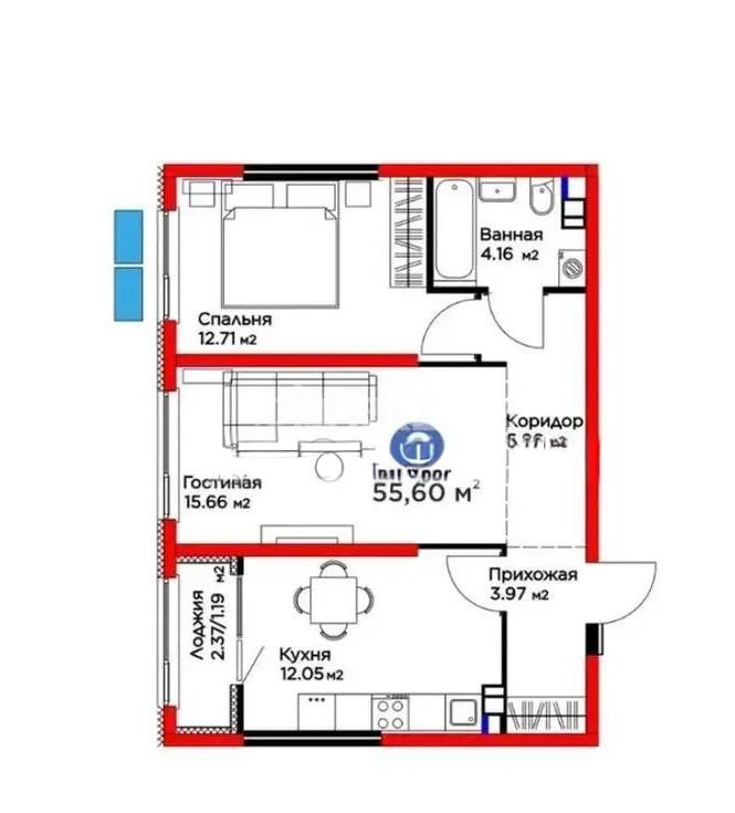 Продажа 2-комнатной квартиры, 55.6 м² в Алматы - фото 3