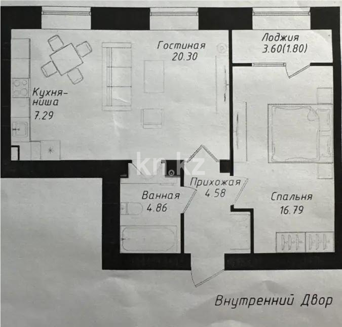 Продажа 2-комнатной квартиры, 55.62 м² в Астане - фото 2