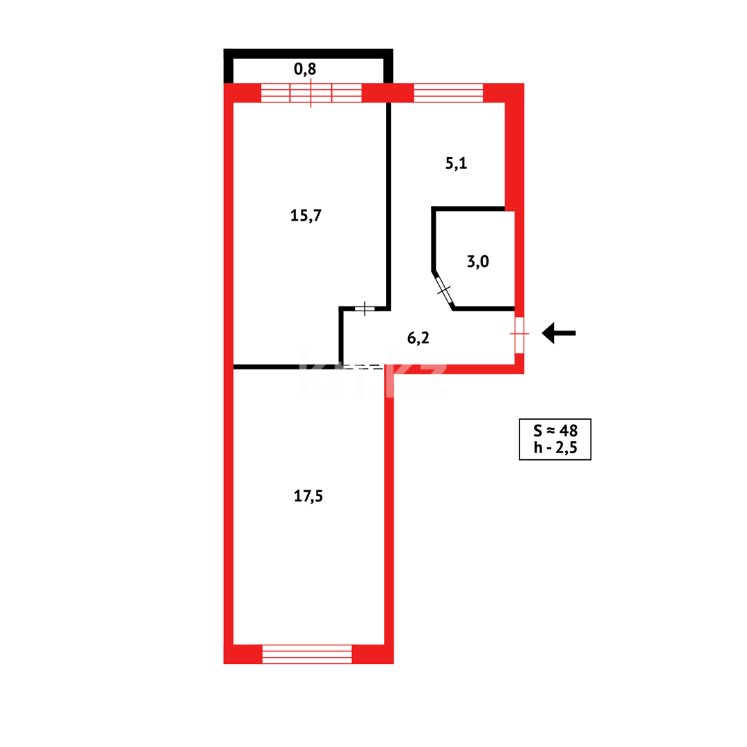 Продажа 2-комнатной квартиры, 48 м² в Темиртау - фото 14