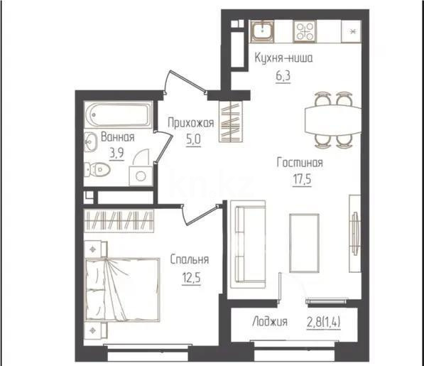 Продажа 2-комнатной квартиры, 46.3 м², ул. Ауэзова, дом  3г/2 в Алматы