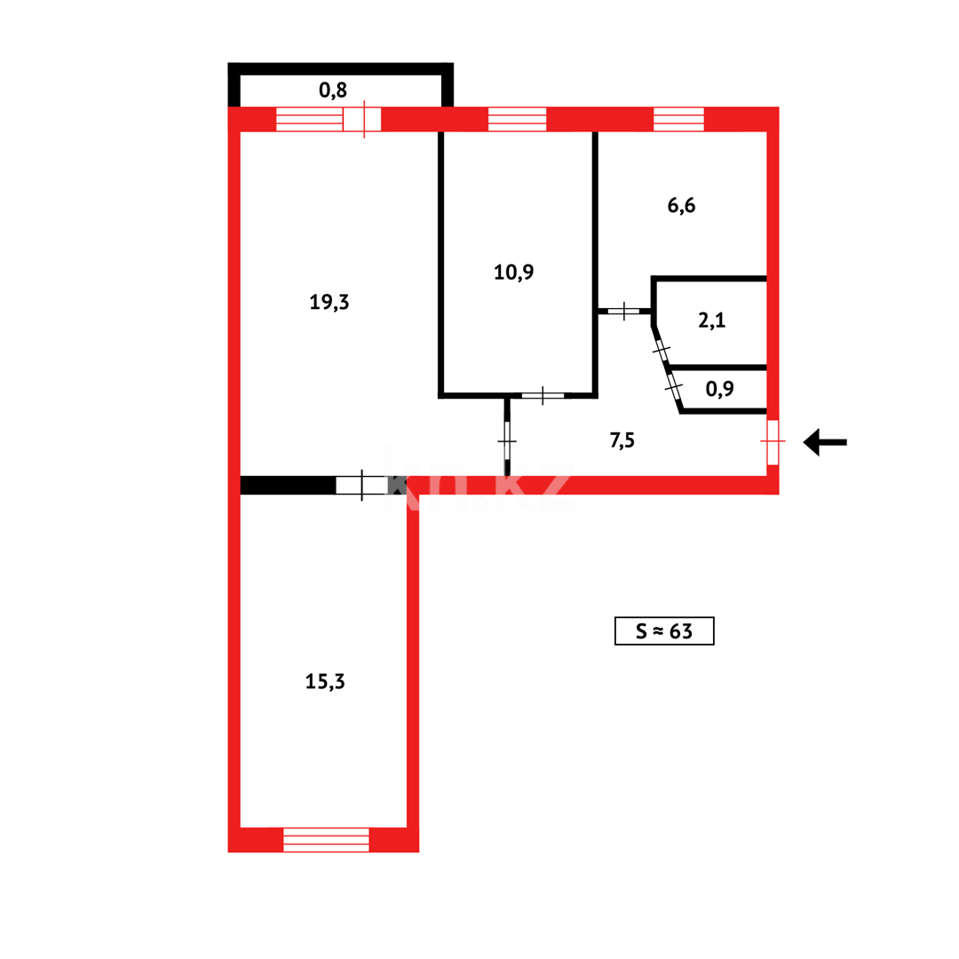 Продажа 3-комнатной квартиры, 62 м² в Темиртау - фото 13