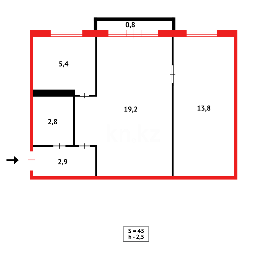 Продажа 2-комнатной квартиры, 45 м² в Караганде - фото 13