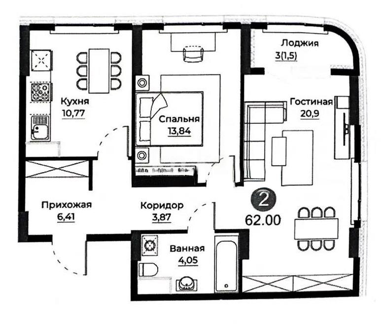 Продажа 2-комнатной квартиры, 62 м², ул. Е-429, дом  26 в Астане