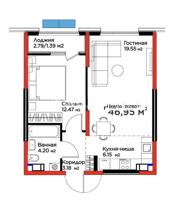 Продажа 2-комнатной квартиры, 46.5 м² в Алматы