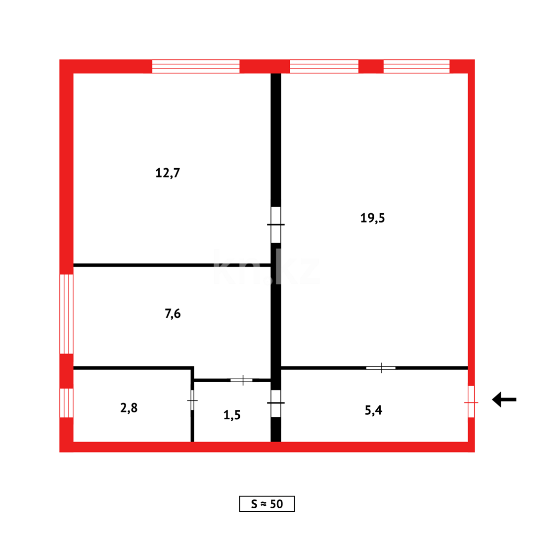 Продажа 2-комнатной квартиры, 48 м² в Караганде