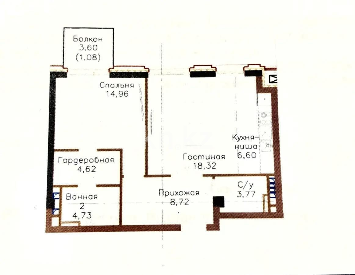 Продажа 2-комнатной квартиры, 63 м² в Алматы