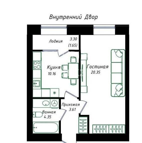 Продажа 1-комнатной квартиры, 40.12 м² в Астане