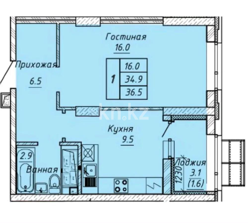 Продажа 1-комнатной квартиры, 36.5 м², ул. Шаймерденова, дом  4/3 в Астане