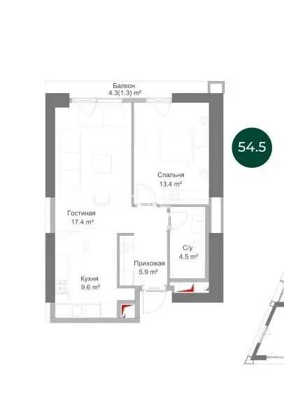 Продажа 2-комнатной квартиры, 54.5 м² в Алматы