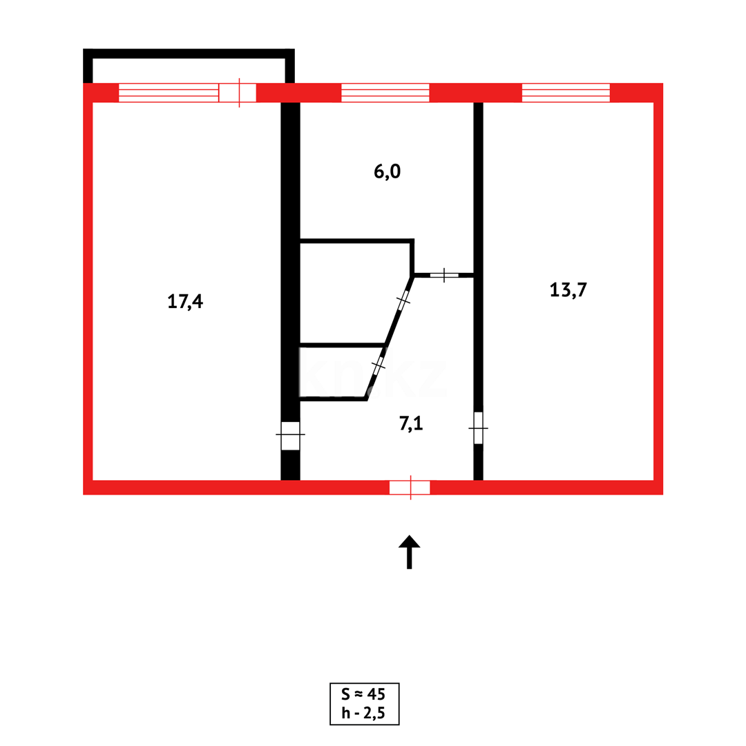 Продажа 2-комнатной квартиры, 46 м² в Караганде - фото 13