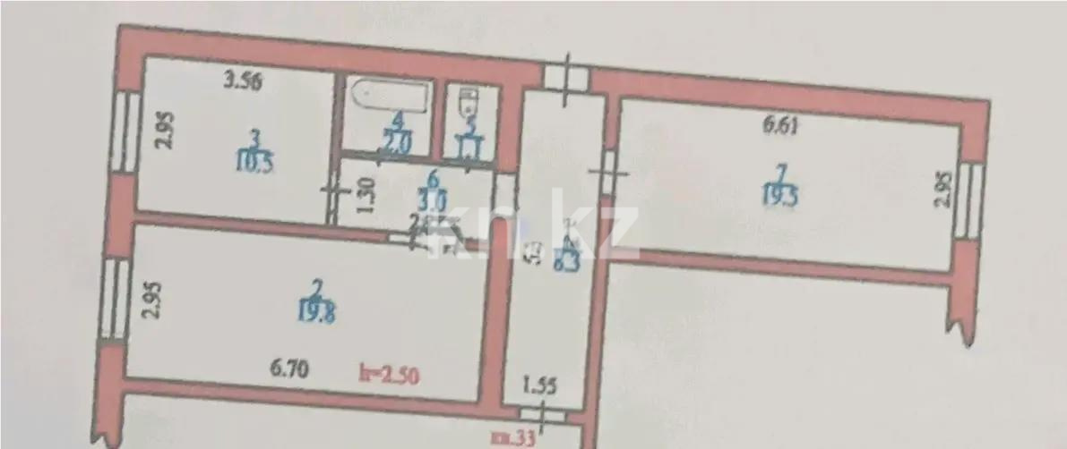 Продажа 3-комнатной квартиры, 64.2 м² в Алматы