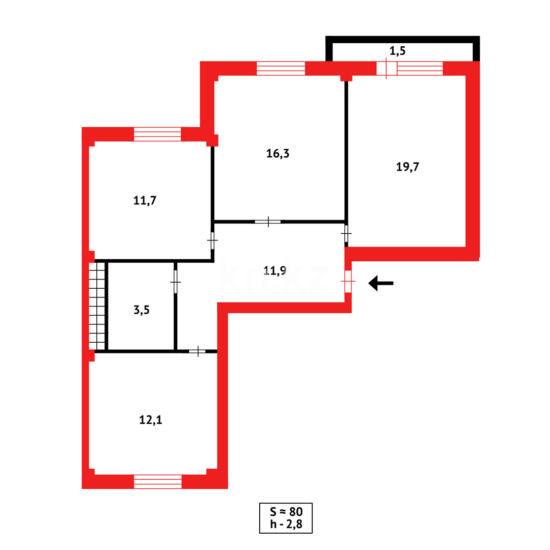 Продажа 3-комнатной квартиры, 80 м², ул. Сарыарка в Караганде - фото 11