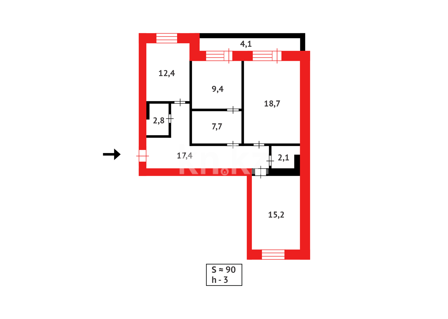 Продажа 3-комнатной квартиры, 90 м² в Караганде - фото 18