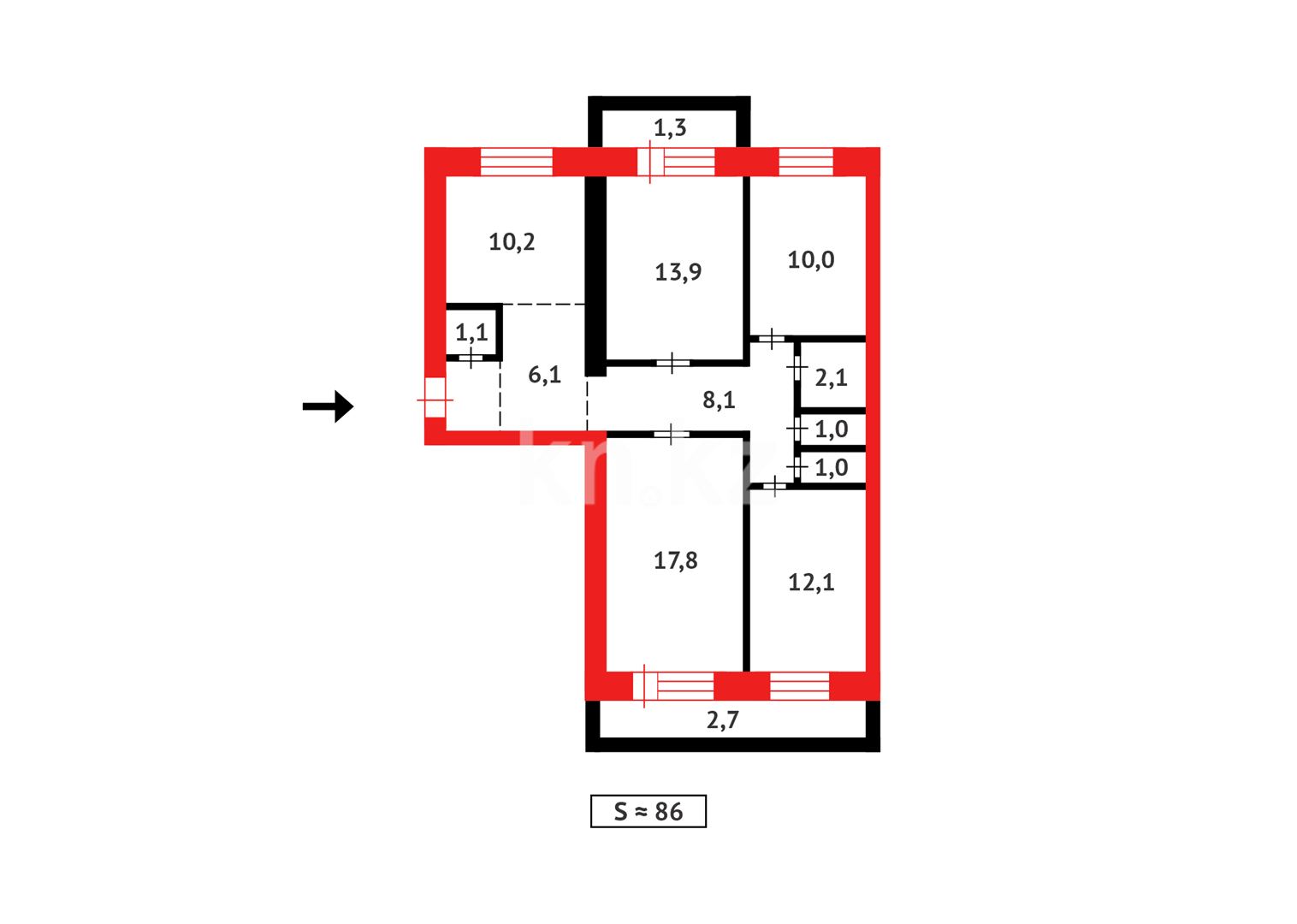 Продажа 4-комнатной квартиры, 86 м², ул. Методическая в Караганде - фото 19