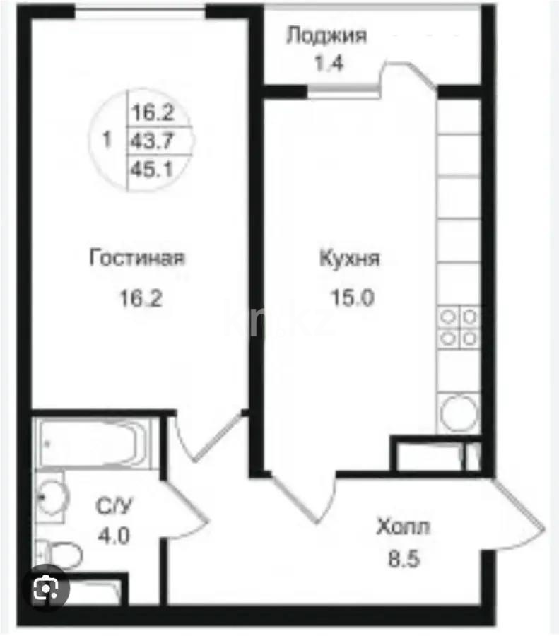 Продажа 1-комнатной квартиры, 45 м² в Алматы - фото 5