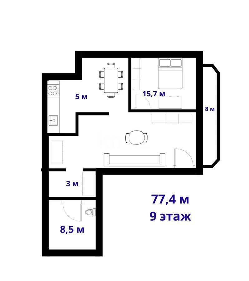 Продажа 2-комнатной квартиры, 77.4 м², ул. Жамбыла, дом  211/71 в Алматы - фото 4