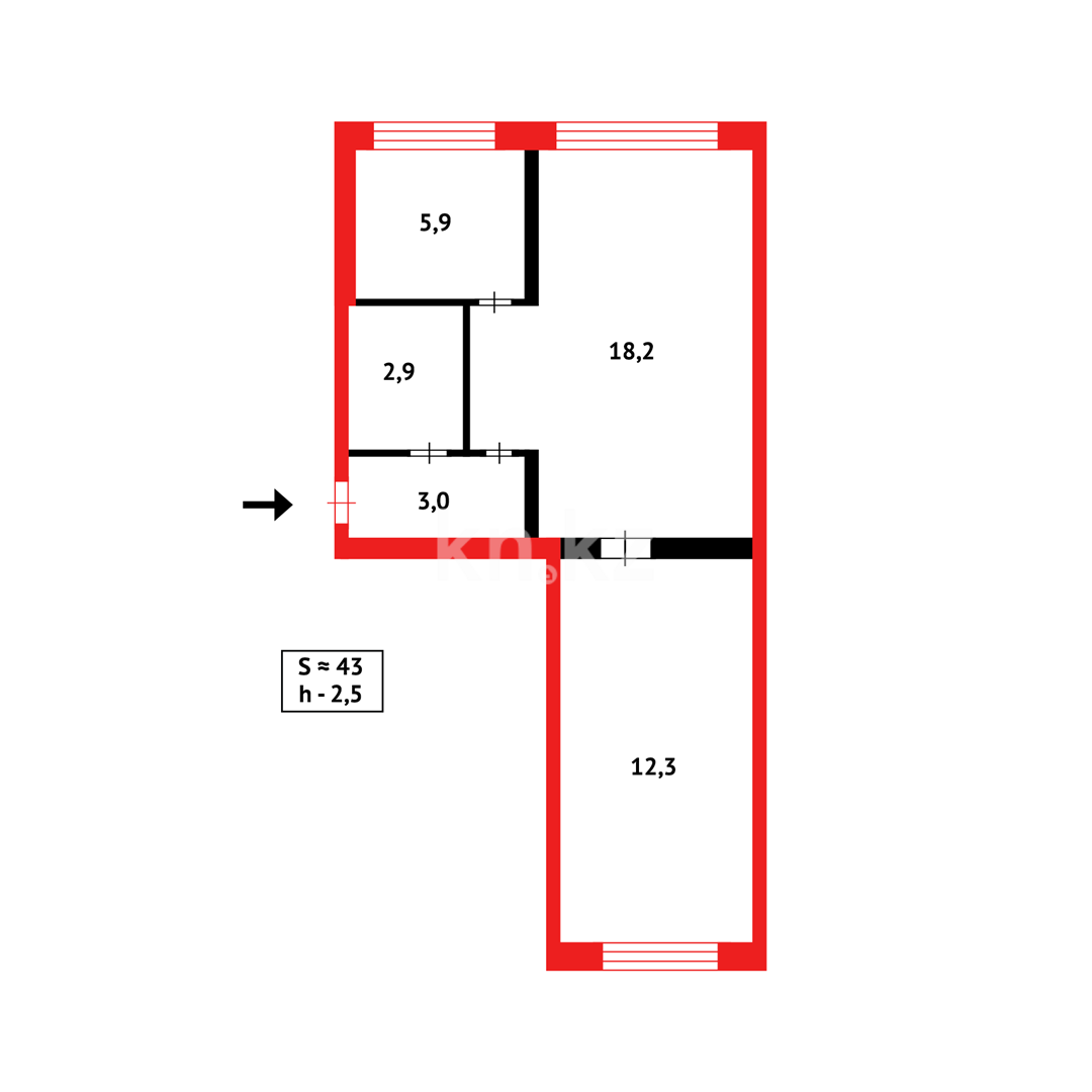Продажа 2-комнатной квартиры, 43 м² в Караганде - фото 11
