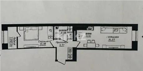 Продажа 2-комнатной квартиры, 47.52 м² в Астане