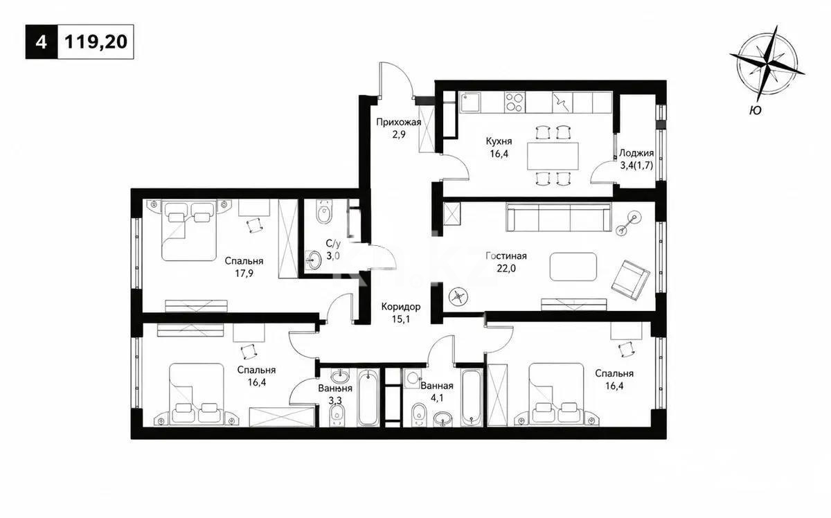 Продажа 4-комнатной квартиры, 119 м² в Алматы - фото 3