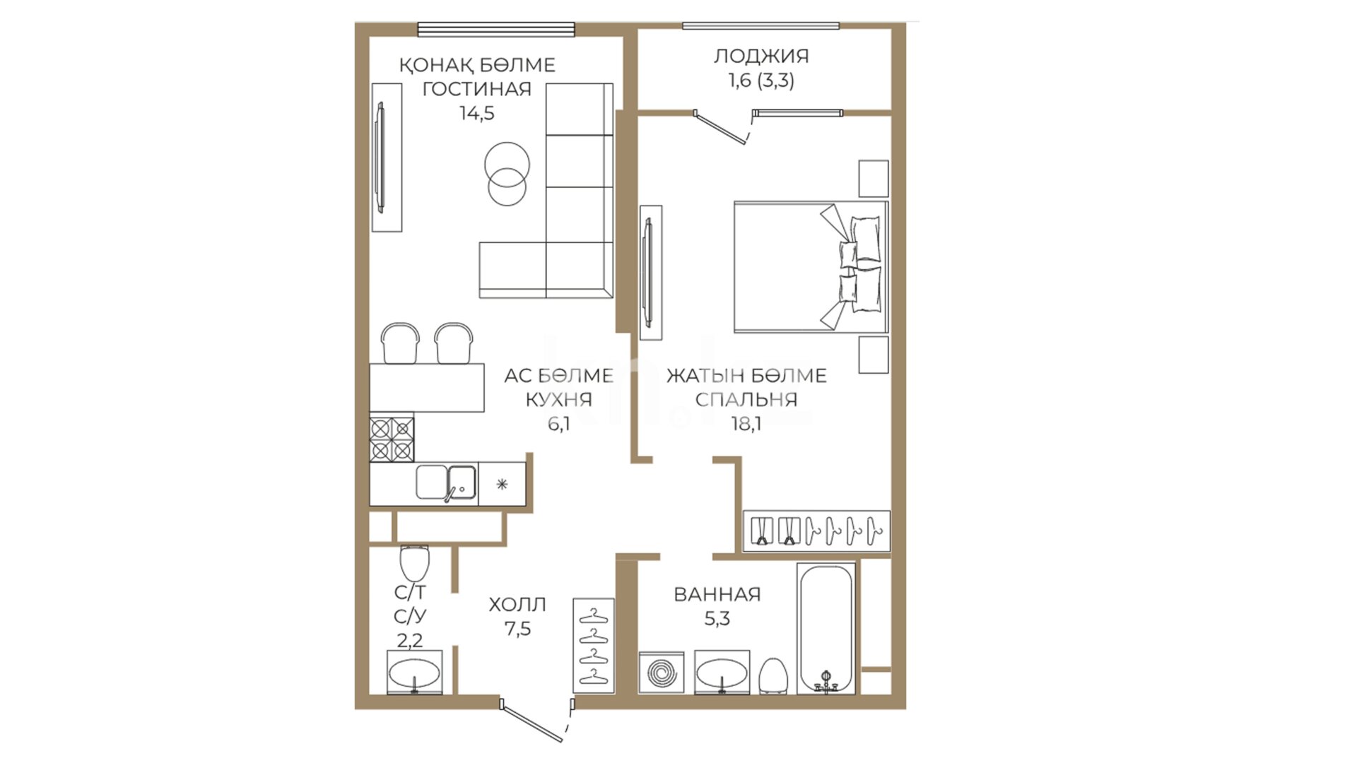 ЖК Satpaev, 2-комнатная, цена 47 005 000 ₸, 850 000 ₸&nbsp;/&nbsp;м²