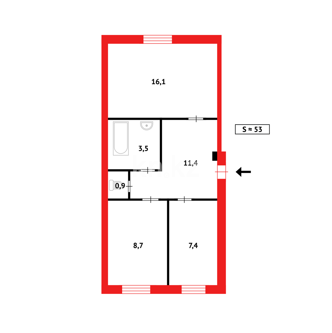 Продажа 2-комнатной квартиры, 54 м² в Караганде - фото 8