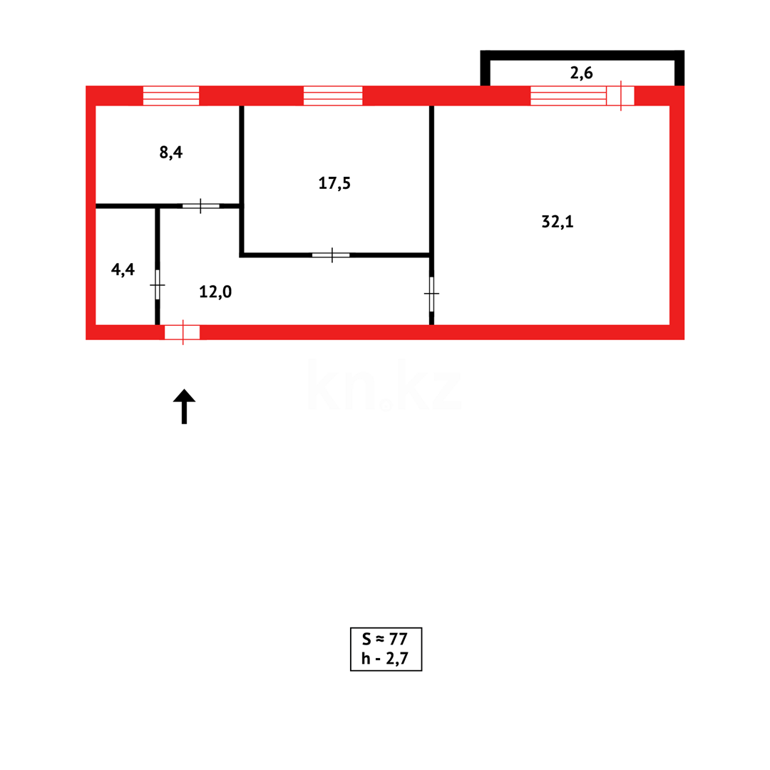 Продажа 2-комнатной квартиры, 77 м², ул. Ермекова, дом  106/2 в Караганде - фото 9