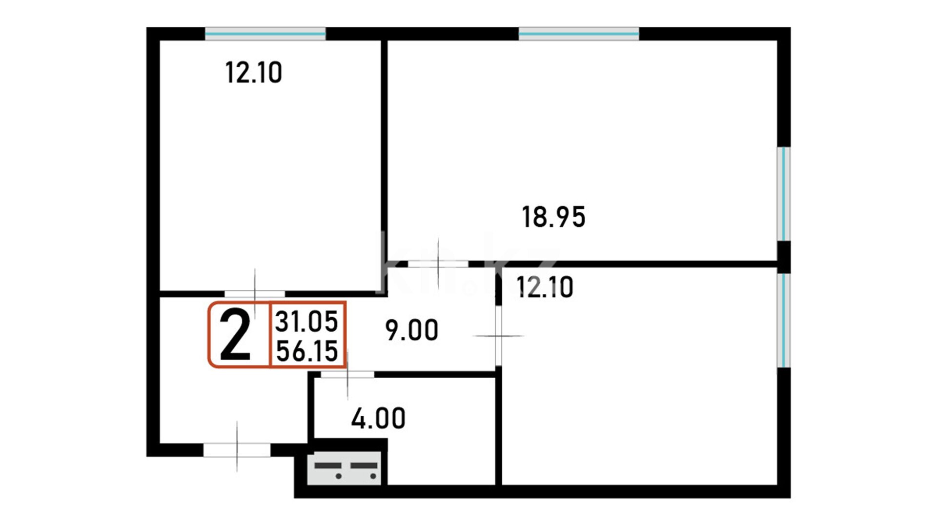 ЖК Namys, 2-комнатная, цена 28 075 000 ₸, 500 000 ₸&nbsp;/&nbsp;м²