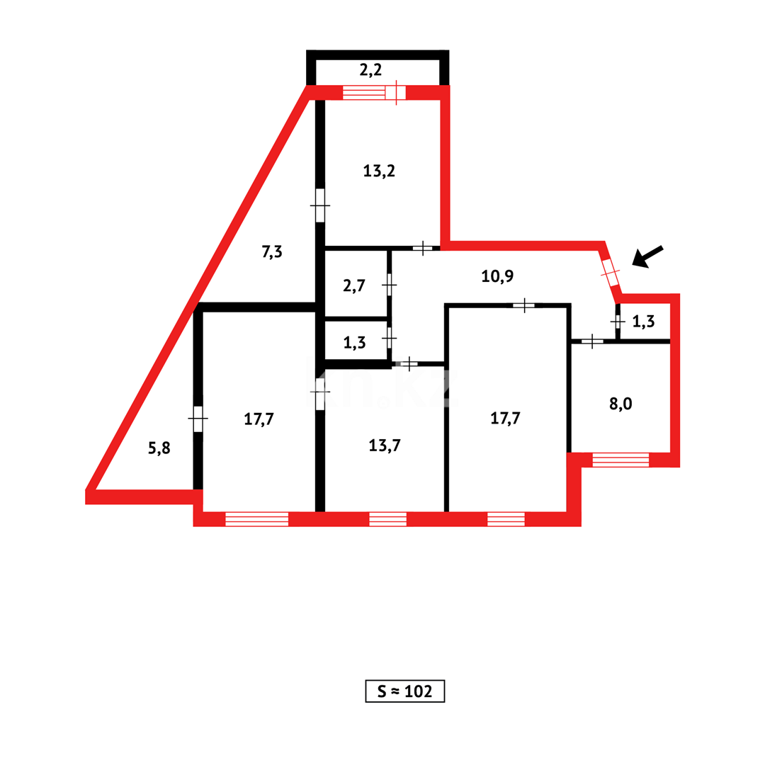Продажа 4-комнатной квартиры, 102 м², мкр-н 8-й в Темиртау - фото 26