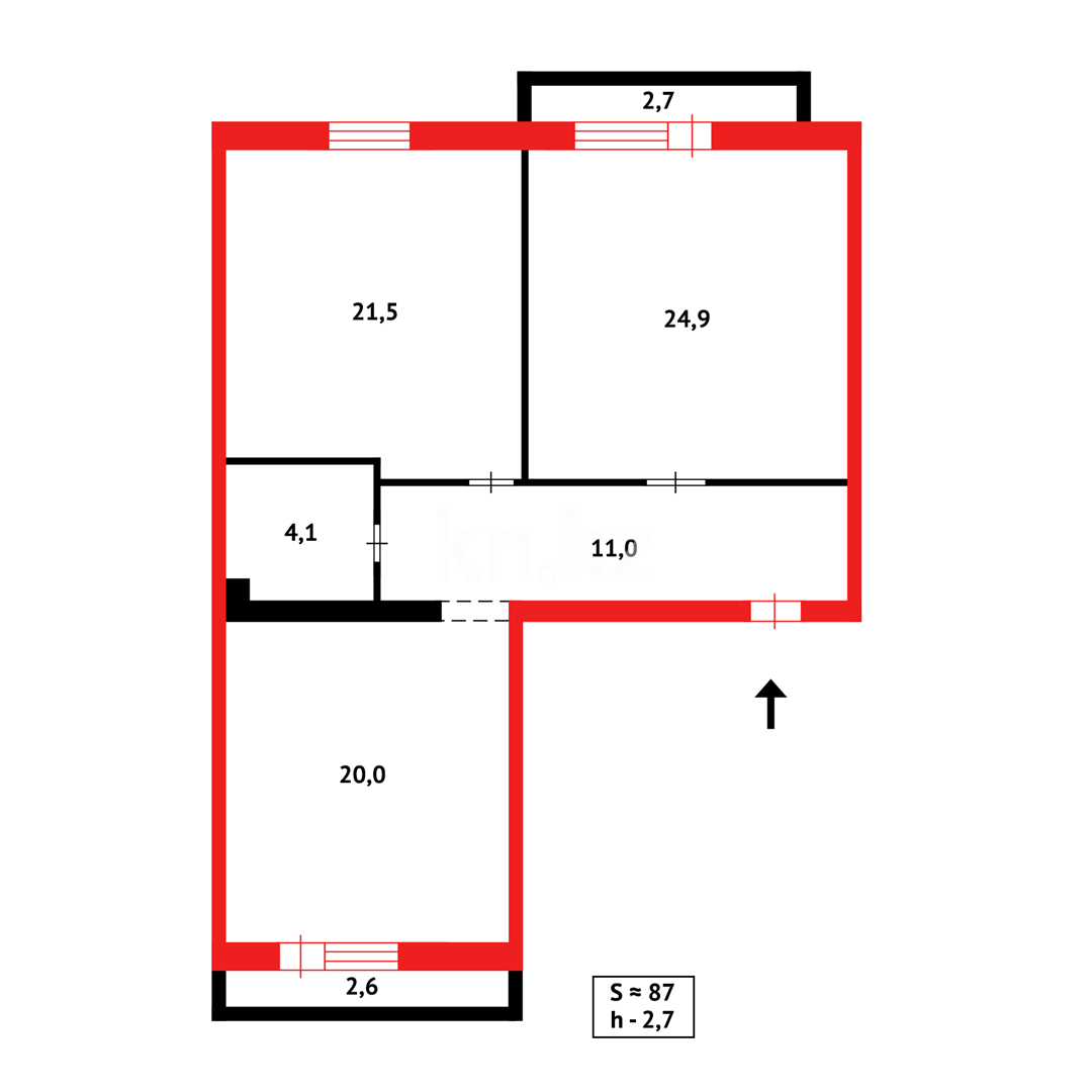Продажа 2-комнатной квартиры, 87 м², ул. Косшыгулулы, дом  7 в Астане - фото 4